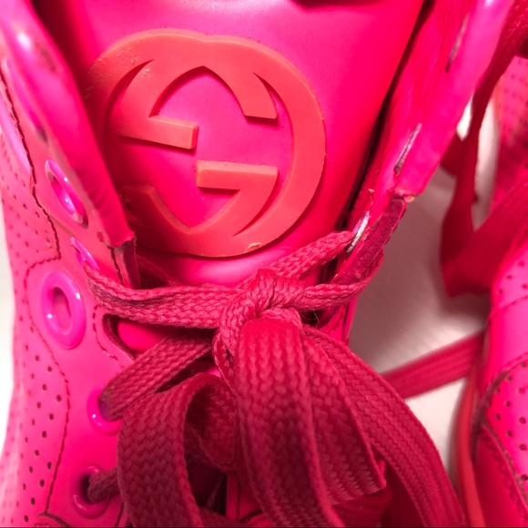 Gucci Fuchsia Perforated Sneakers - Picture 9 of 16